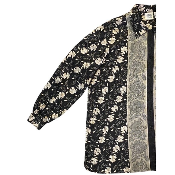 Allison Daley Button up Womens Size 16 Long Sleeve Top Black Floral Print - Picture 10 of 10